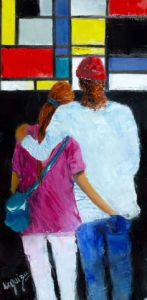 Peinture de Chantal  Urquiza: face a MONDRIAN