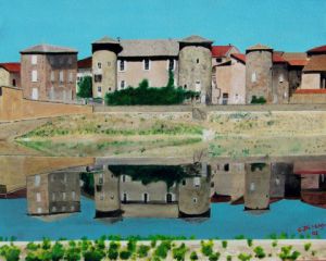 Peinture de Christian Bligny: Rhône miroir à Sablons