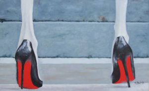 Peinture de Christian Bligny: Aux pieds de la tour Eiffel