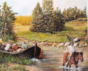 Peinture de Jacques MONCHO: Le batelier