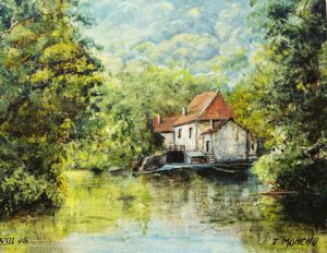 Peinture de Jacques MONCHO: La petite ecluse