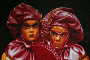 Peinture de guionie jean: Colombines Vénitiennes