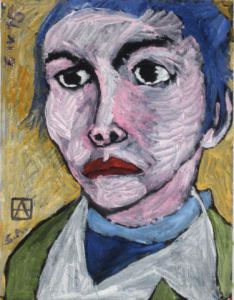 Peinture de Anna Demadre-Synoradzka: Fillette anxieuse 