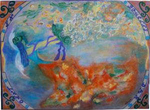 Peinture de Marie-rose Atchama: en boucles d'argent