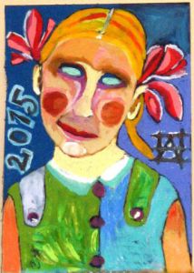 Peinture de Anna Demadre-Synoradzka: Fillette aux rubans