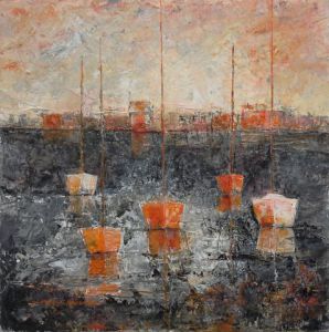 Peinture de Meryl QUIGUER: City moorings 2
