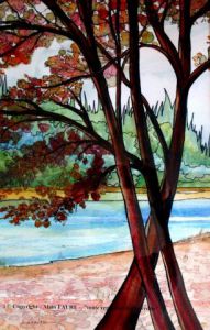 Peinture de ALAIN FAURE: LES CHÊNES ROUGES