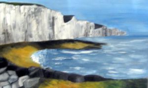 Peinture de roselyne halluin: les falises d'Ault en Baie de Somme