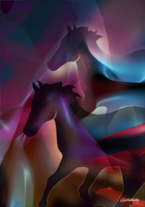 Art_numerique de simonian christian: Les cheveaux noirs