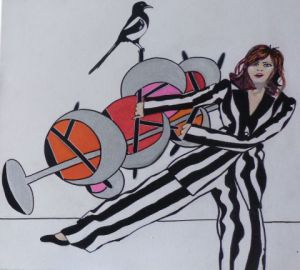 Peinture de Francoise Dubost: Dame à la pie