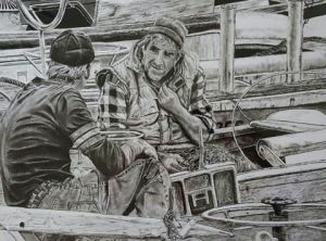 Dessin de PIERRE SCANDELLA: les pêcheurs