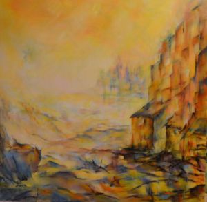 Peinture de janine chetivet: village 