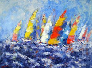Peinture de francis JALIBERT: Régate par vent d'ouest