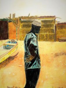 Peinture de Duplouy: un villageois de Mbour (senegal)