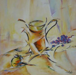 Peinture de janine chetivet: pot orange