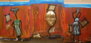 Collage de iridium: trhptique africain