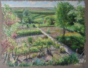 Peinture de chanu: Vignes et potager