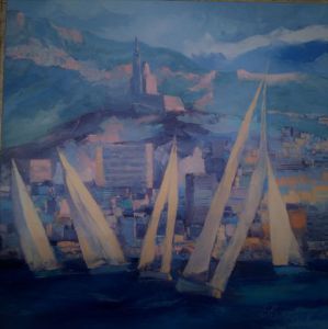Peinture de Veronique LANCIEN: au large de Marseille