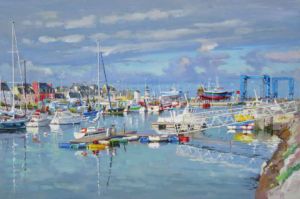 Peinture de Henri Le Goff: Port du Guilvinec - Lechiagat (Finistère, Bretagne, France)