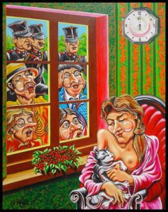 Peinture de Charles De Wit: La Gougoutte , Hommage a George Brassens avec sa chanson ,La Brave Margot