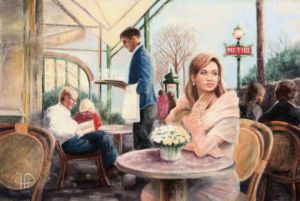 Peinture de ALAIN PESTOURIE: Les terrasses de Paris
