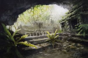 Peinture de Alexis Le Borgne: Le début d'un voyage...