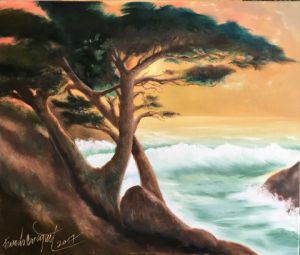 Peinture de Francis BOCQUET: Matin et pins parasol