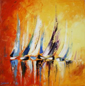 Peinture de francis JALIBERT: Impression voiliers