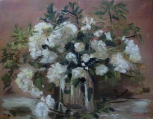 Peinture de milsant:   LES ROSES BLANCHES