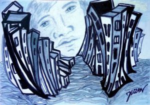 Peinture de JACQUELINE SARAH UZAN: LA VILLE