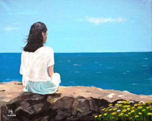 Peinture de Henri SACCHI: L'attente