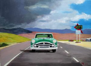 Peinture de Henri SACCHI: Route 66