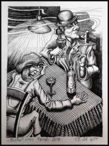 Dessin de Charles De Wit: -Bistrot chez René- 