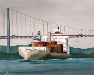 Peinture de Henri SACCHI: Sous le pont