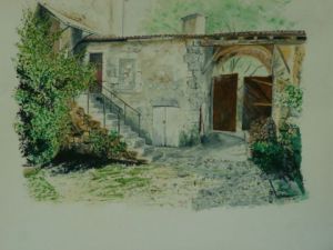Peinture de Andr JAVEL: Cour de ferme