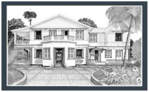 Dessin de Francois MOLL: 24 - Ancienne Route de Schoelcher - Fort de France - Martinique