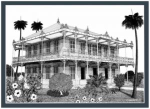 Dessin de Francois MOLL: 27 - Pavillon Bougenot - Fort de France - Martinique