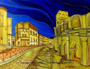Peinture de ALAIN FAURE: ARLES EN SOMMEIL