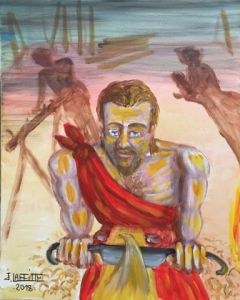 Peinture de LAFFITTE Jacky: Le charpentier