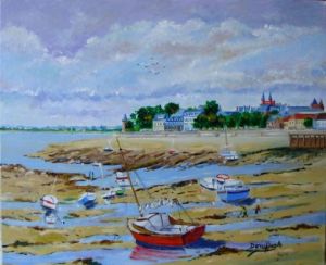 Peinture de alain dervillez: LE CROTOY A MAREE BASSE