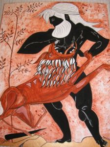 Peinture de GHIS: HERCULE TUANT LE LION DE NEMEE