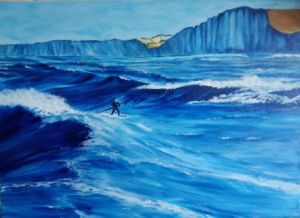Peinture de LUCIE2: SEUL SUR LA MER
