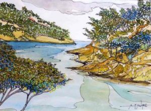 Peinture de ALAIN FAURE: MATIN SUR LA CALANQUE