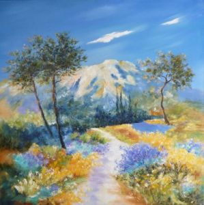 Peinture de LYN LENORMAND: Chemin en pays Aixois