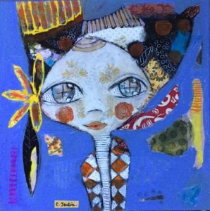 Peinture de CAROLE JEULIN: Sous mon chapeau,des plumes 