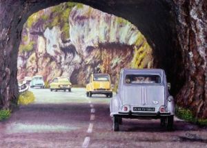 Peinture de Virginie TRABAUD: Balade d'été en 2cv