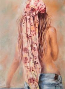 Peinture de MARTINE GREGOIRE: Foulard et jean