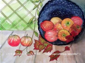 Peinture de ALAIN FAURE: POMMES D'AUTOMNE