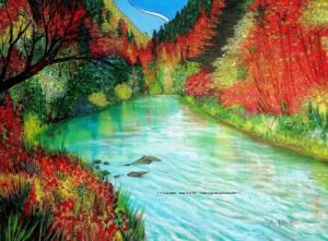 Peinture de ALAIN FAURE: LA RIVIERE POURPRE