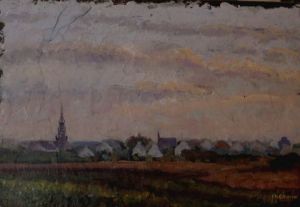 Peinture de chanu: Couché de soleil à Ouessant